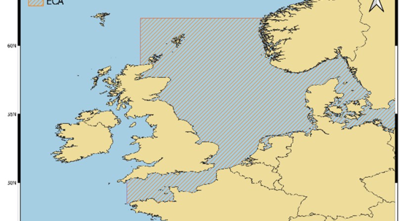 Zone de contrôle des émissions (ECA) en mer du Nord et en mer Baltique.