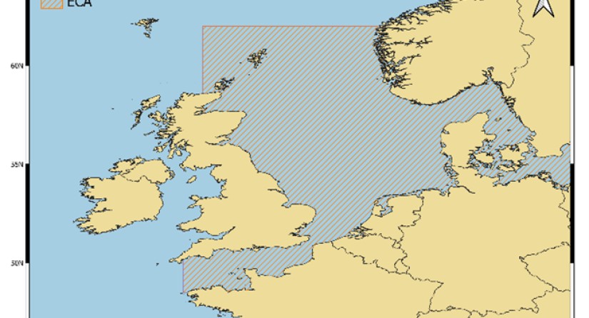 Zone de contrôle des émissions (ECA) en mer du Nord et en mer Baltique.