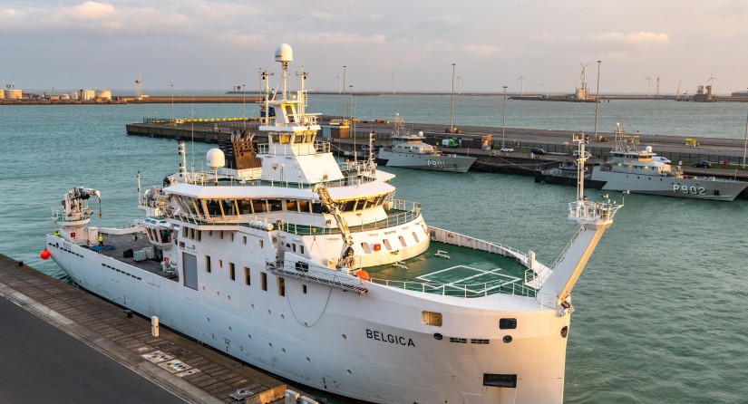 The new RV Belgica in her home port of Zeebrugge, February 2022.